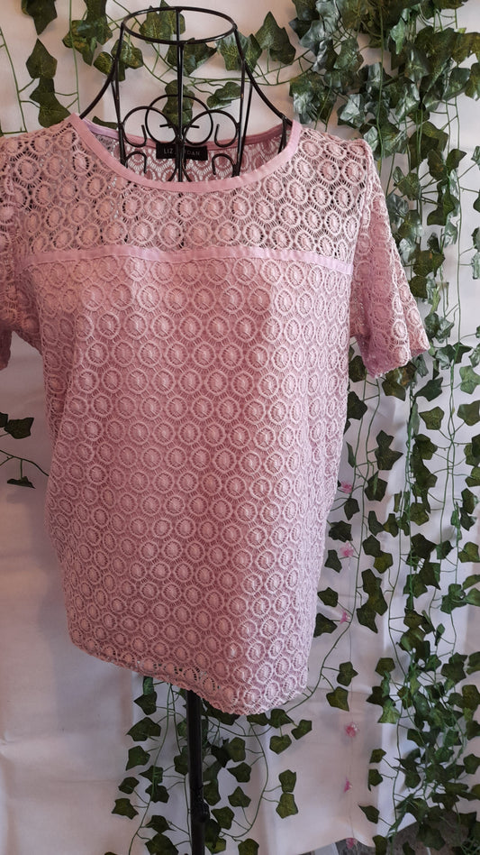 Top - Liz Jordan Pink Lace Top. Size S/10