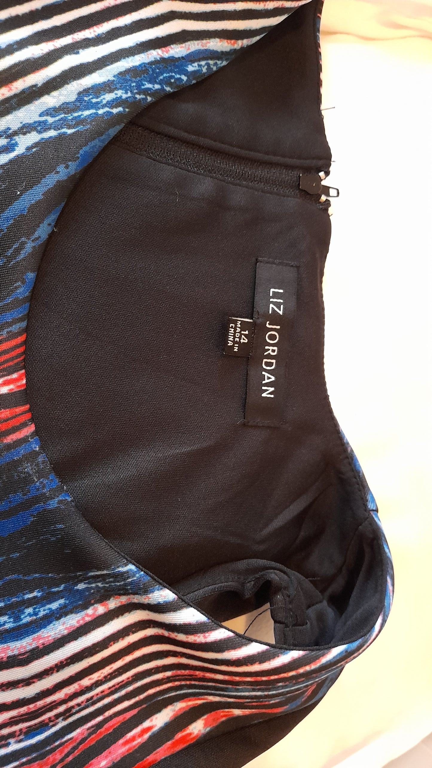 Dress - Liz Jordan Black & Pin Striped Size 14