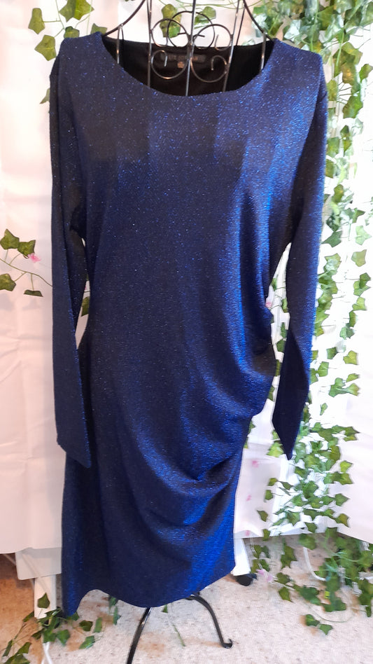 Dress - Liz Jordan Black & Blue Sparkle Evening Size 14