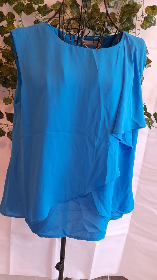 Top - Forecast blue waterfall sleeveless top. Size 14.