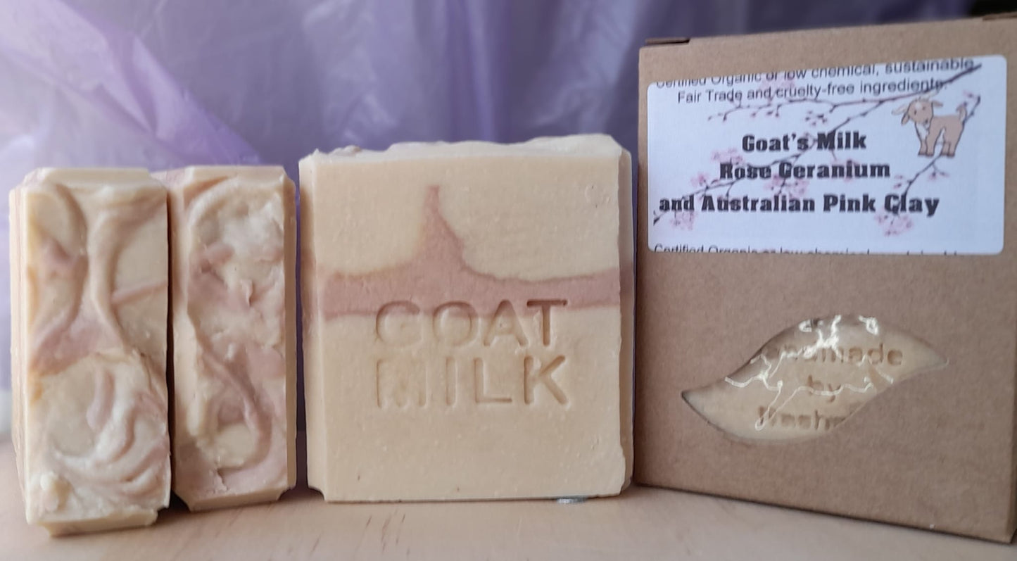 Goat's Milk with Australian Pink Clay & Rose Geranium Essential Oil Soap