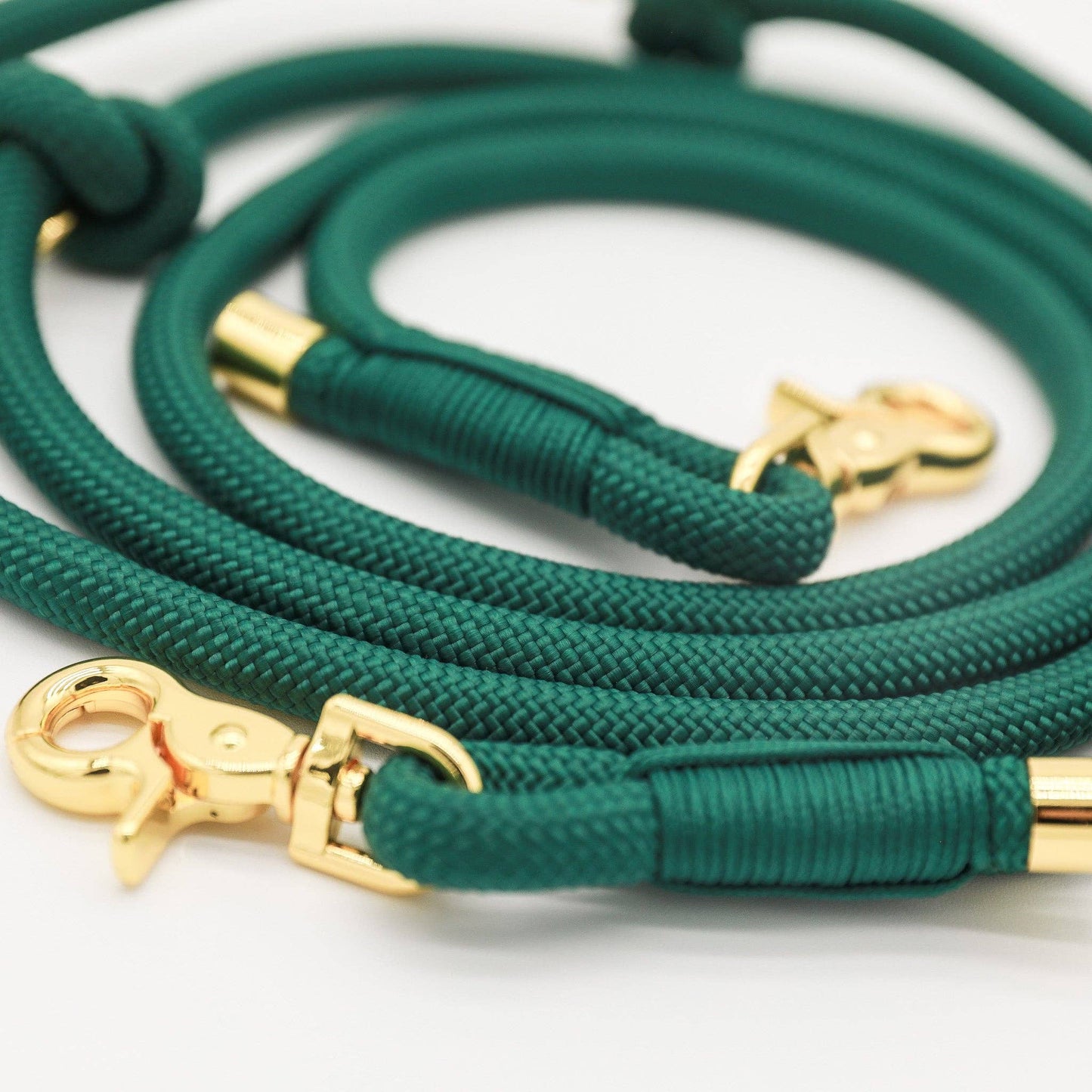 CAVOLOGY Hands Free Braided Rope Leash - Forest Green