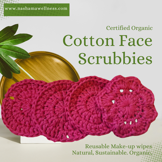 Organic Cotton Face Scrubbies (Make Up Wipes) - 4 Pack