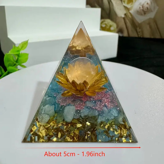 Orgone Generator Crystal Pyramid - Flower of Life with Selenite