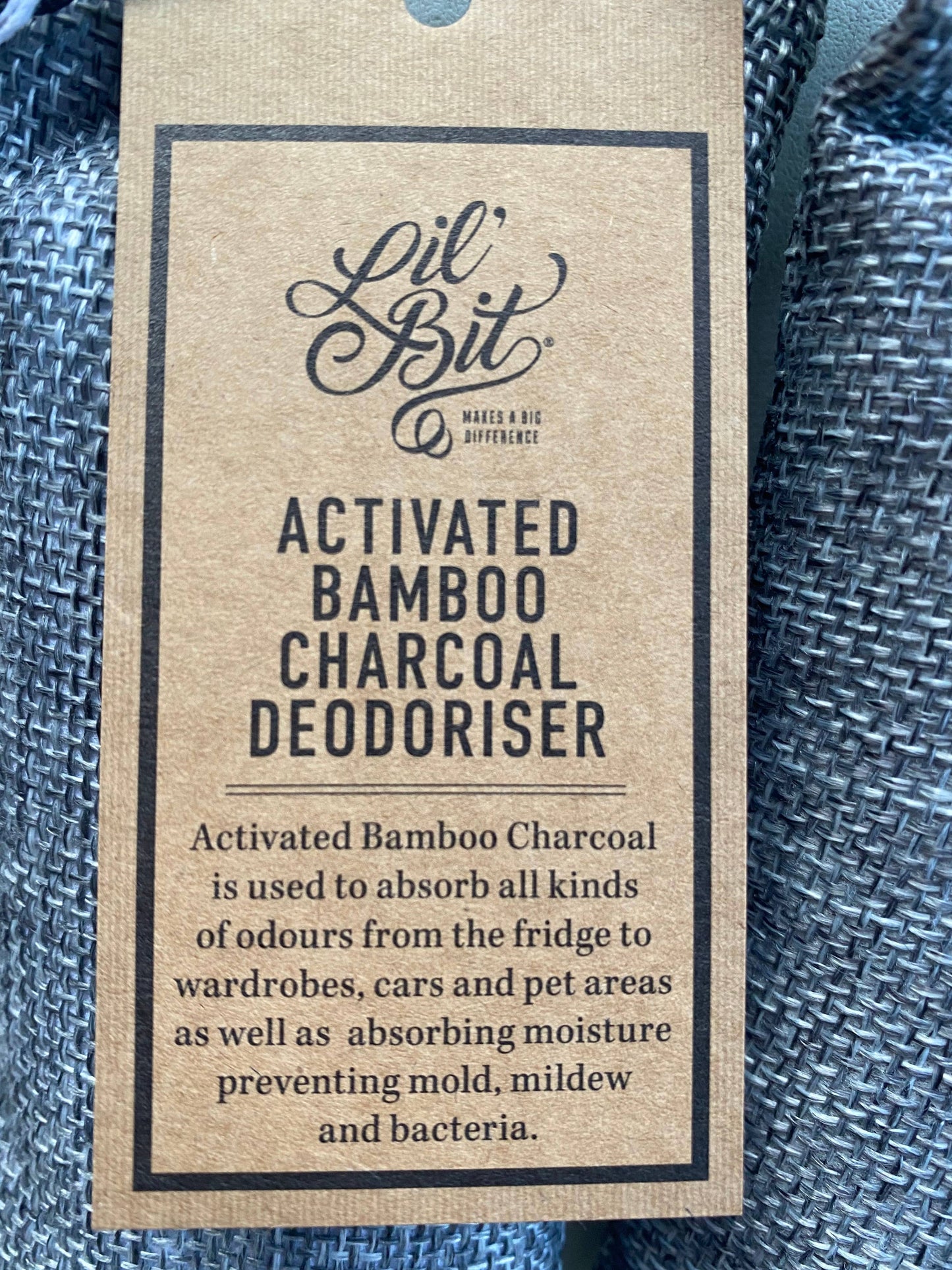 Lil'Bit Better Activated Bamboo Charcoal Deodorizer Bags, Mildew Control: Gray